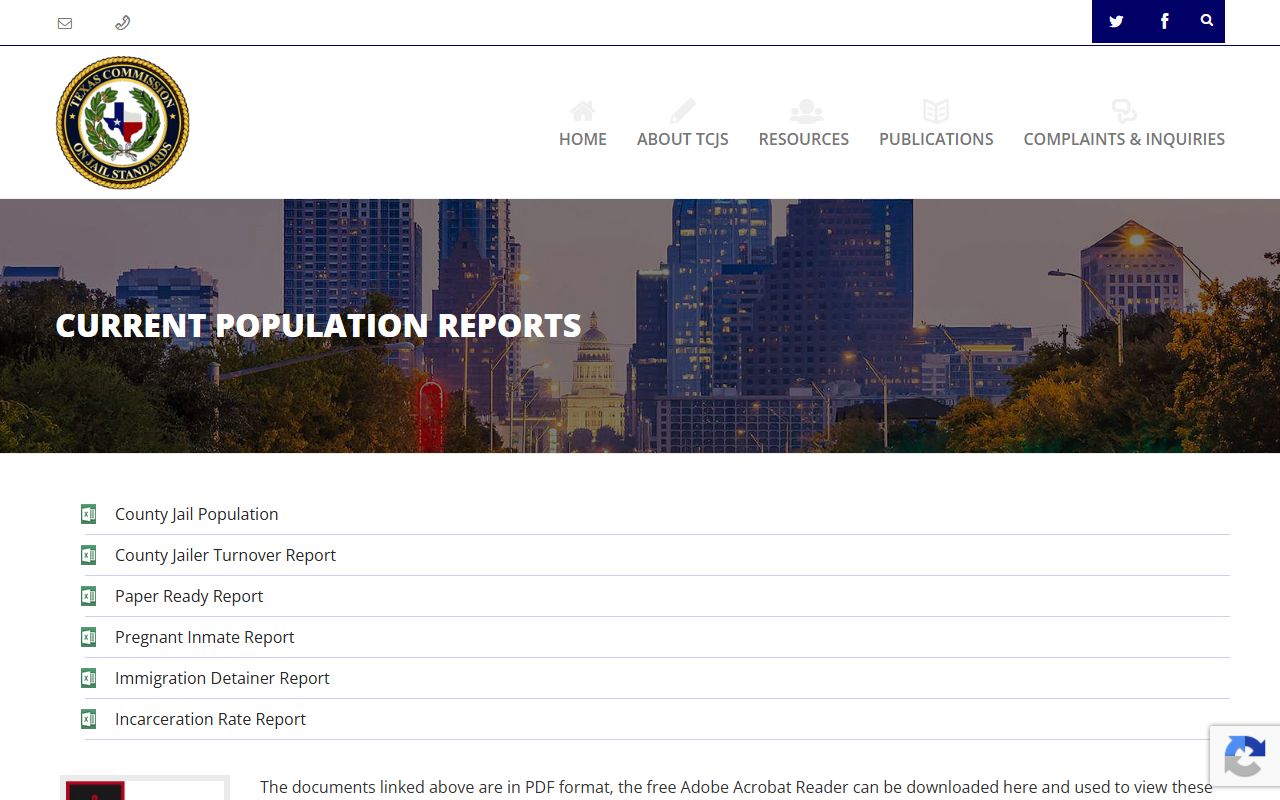 Hall County inmate population TCJS population reports page